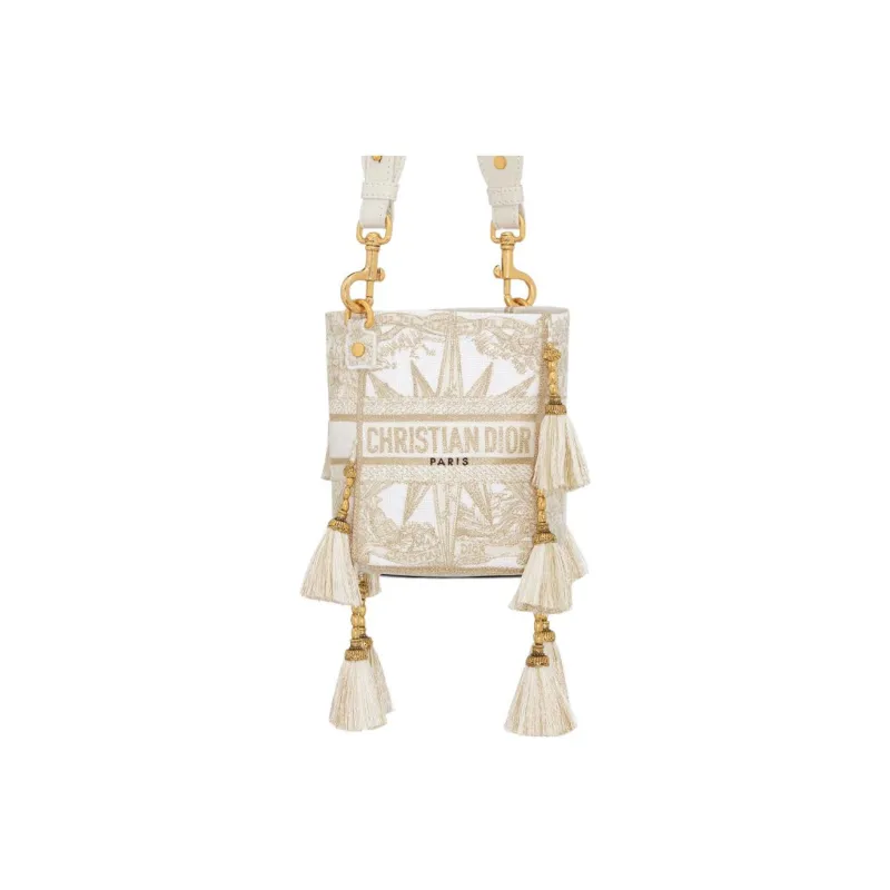 DIOR D Bubble Collection Embroidery Bucket Bag Handbag Shoulder Bag Women's Gold-0