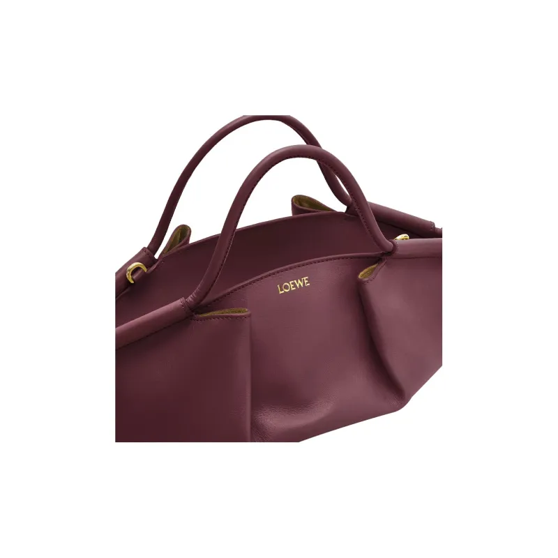 LOEWE Bright Nappa Cow Leather Dumpling Bag, Shoulder Bag, Crossbody Bag, Handbag Small Size Women's Burgundy-7