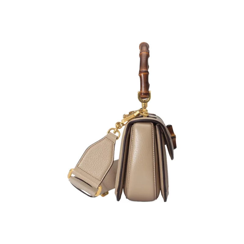 GUCCI Canvas With Leather Portable Crossbody Bag Shoulder Bag Mini Women's Beige-5