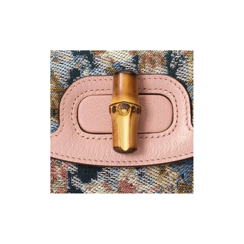 GUCCI Bamboo 1947 Canvas With Leather Trim Bamboo Bag Handbags Shoulder Bags Mini Women's Pink/Multicolor-9