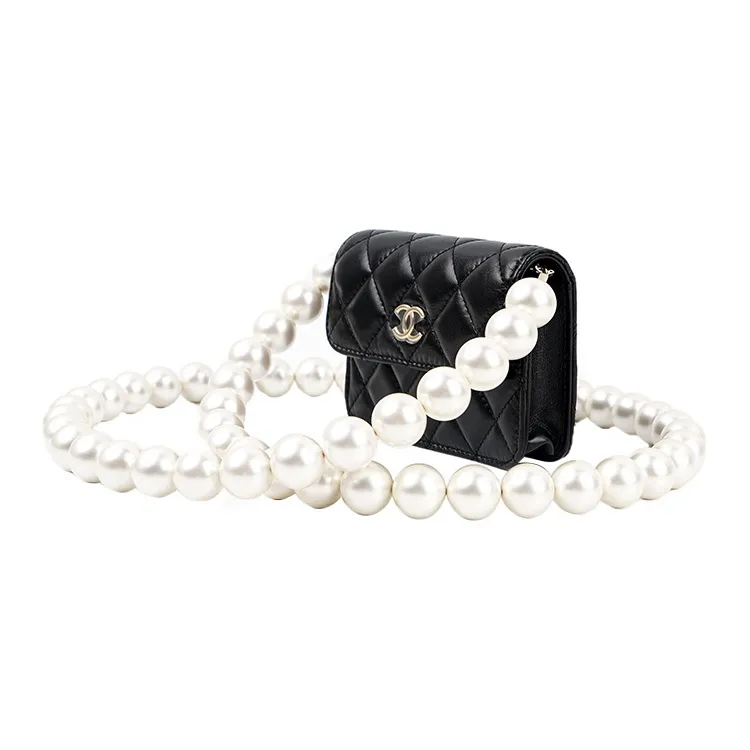 CHANEL Lambskin Coin Purse Crossbody Bag Shoulder Bag Women's Black-2