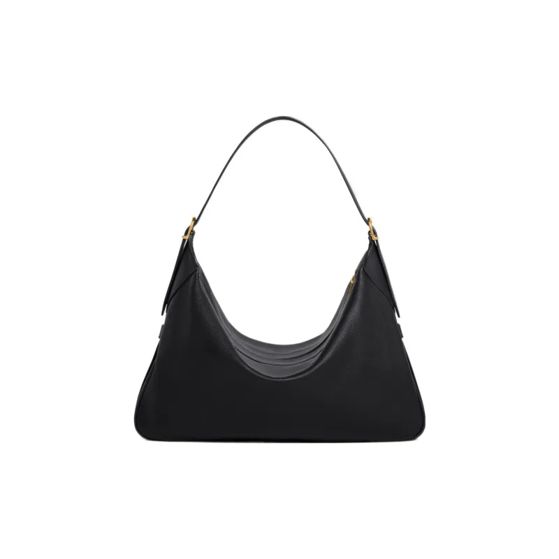 CELINE Romy Collection Soft Cow Leather One Shoulder Handbag Large Size Women's Black-2
