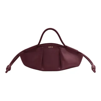 LOEWE Bright Nappa Cow Leather Dumpling Bag, Shoulder Bag, Crossbody Bag, Handbag Small Size Women's Burgundy