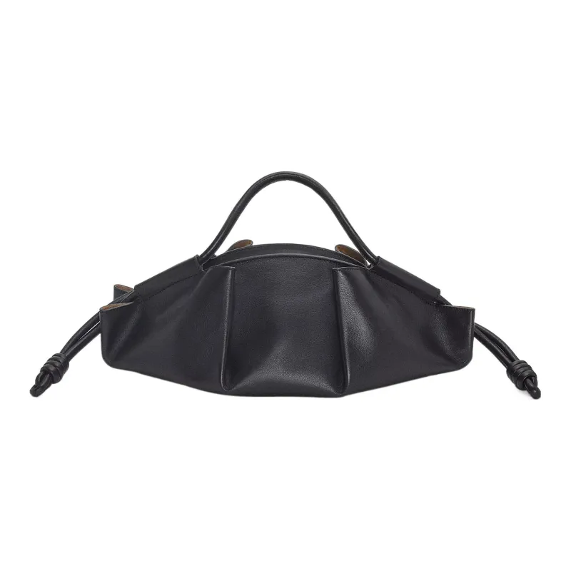 LOEWE Bright Nappa Cow Leather Dumpling Bag, Shoulder Bag, Crossbody Bag, Handbag Women's Black-2