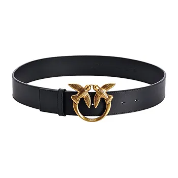 PINKO Minimalist Style Casual Comfortable Smooth Buckle Belt Women's Black Width 4cm