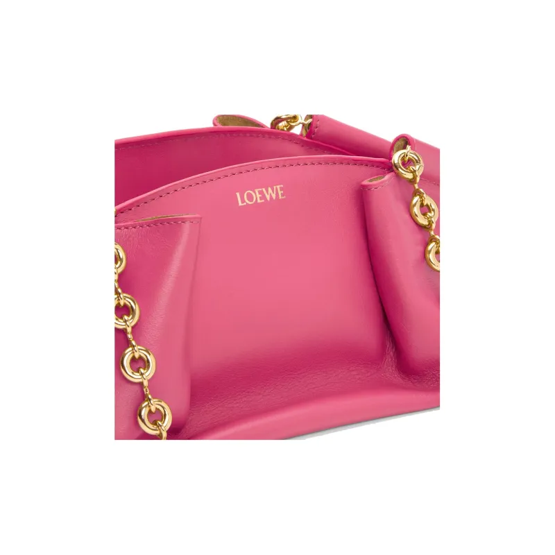 LOEWE Shiny Nappa Cow Leather Dumpling Bag Shoulder Bag Crossbody Bag Handbag Small Size Women's Rose Red-7
