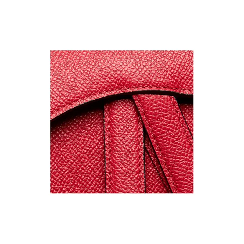 DIOR Grained Calfskin Saddle Bag Shoulder Bag Crossbody Bag Handbag Mini Women's Crimson-5