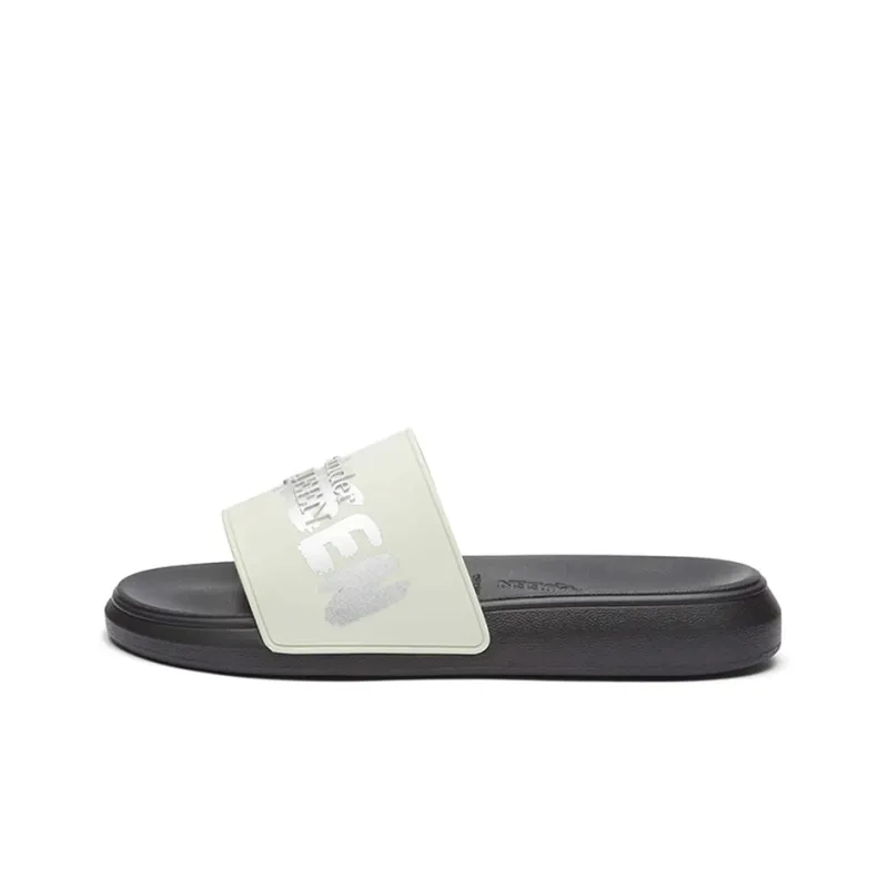 Alexander McQueen Graffiti Logo Open-Toe Slides-0