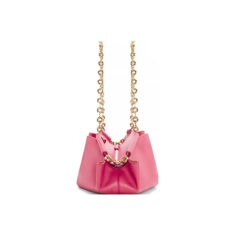 LOEWE Shiny Nappa Cow Leather Dumpling Bag Shoulder Bag Crossbody Bag Handbag Small Size Women's Rose Red-2