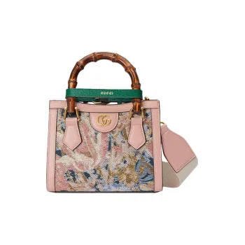 GUCCI Diana Canvas With Leather Tote Bag Shopping Bag Shoulder Bag Crossbody Bag Handbag Mini Women's Pink/Multicolor