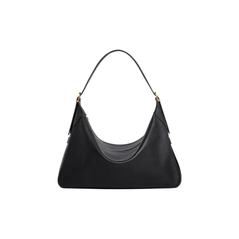 CELINE Romy Collection Soft Cow Leather One Shoulder Handbag Large Size Women's Black-0