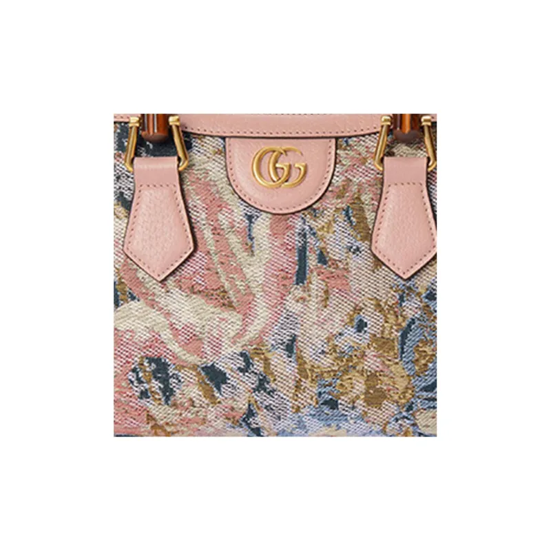 GUCCI Diana Canvas With Leather Tote Bag Shopping Bag Shoulder Bag Crossbody Bag Handbag Mini Women's Pink/Multicolor-10