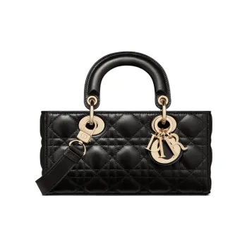 DIOR Lady D Joy Lambskin Lady Dior Bag Shoulder Bag, Crossbody Bag, Handbag Small Size Women's Black