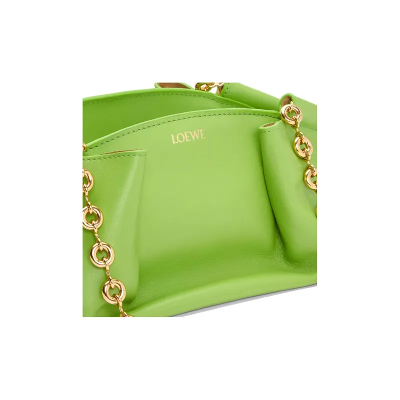 LOEWE Shiny Nappa Cow Leather Dumpling Bag Shoulder Bag Crossbody Bag Handbag Small Size Women's Apple Green-7