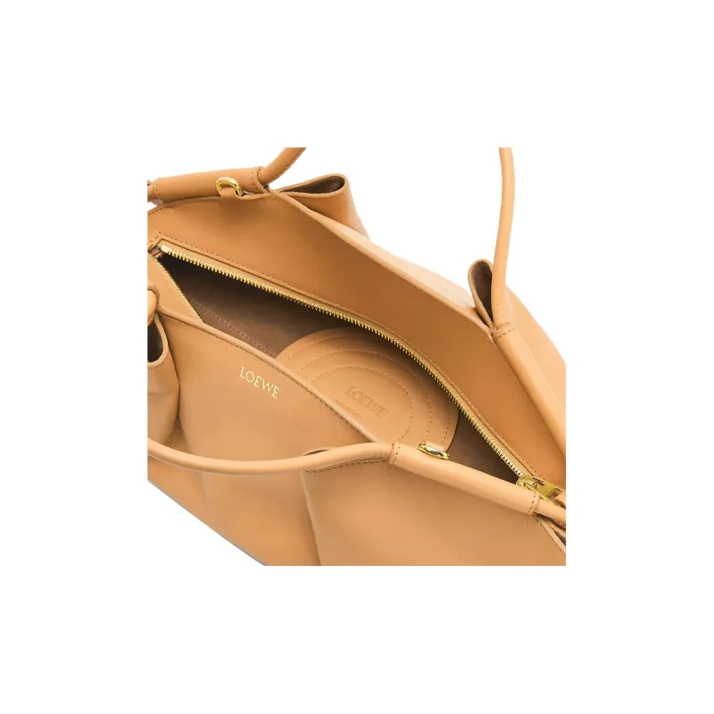 LOEWE Shiny Nappa Cow Leather Dumpling Bag Shoulder Bag Crossbody Bag Handbag Small Size Women's Warm Sand-5