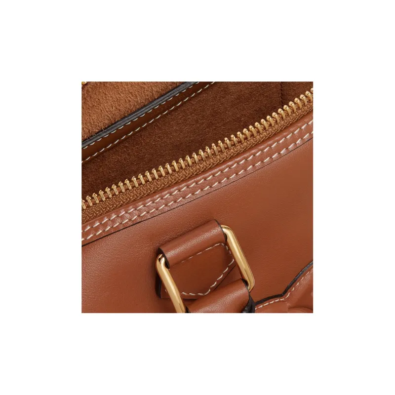 CELINE Triomphe Smooth Cow Leather Boston Bag Shoulder Bag Crossbody Bag Handbag Small Size Women's Tawny-3