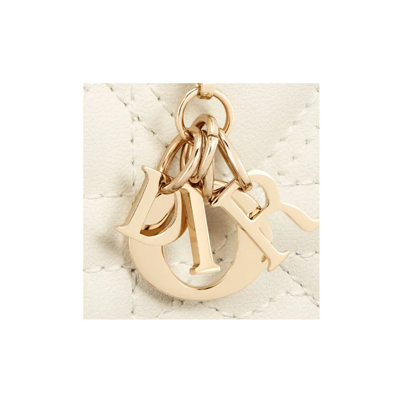 DIOR Lady Dior Sheepskin Coin Purse Small Size Women's Milk White-4