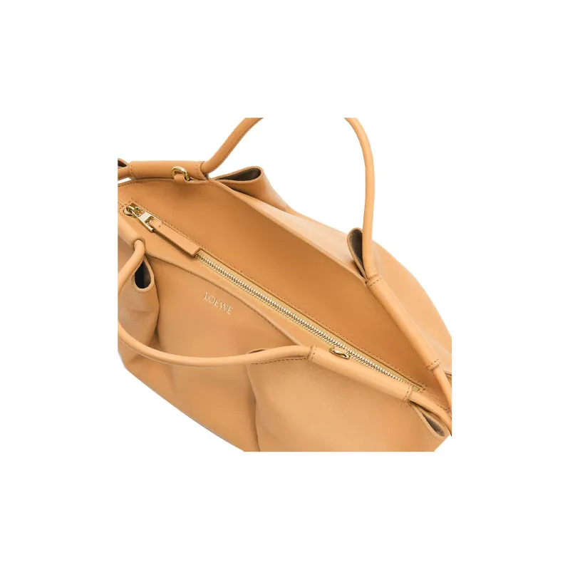LOEWE Shiny Nappa Cow Leather Dumpling Bag Shoulder Bag Crossbody Bag Handbag Small Size Women's Warm Sand-6