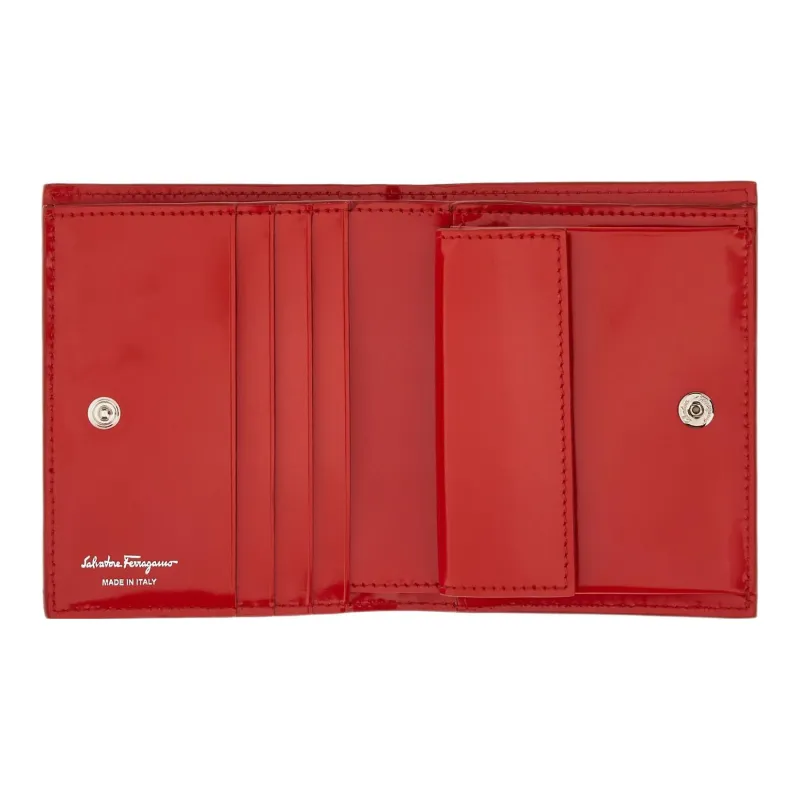 FERRAGAMO GANCINI Cow Leather Wallet Small Size Women's Red-3