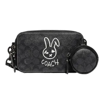 COACH Charter Coated Canvas With Calfskin Combo Bag, Shoulder Bag, Crossbody Bag Trumpets Men's Black