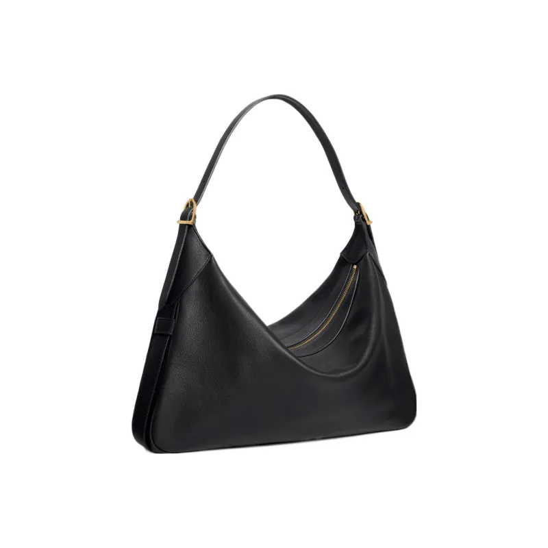 CELINE Romy Collection Soft Cow Leather One Shoulder Handbag Large Size Women's Black-1