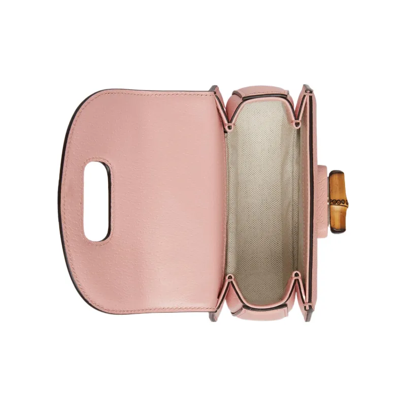 GUCCI Bamboo 1947 Canvas With Leather Trim Bamboo Bag Handbags Shoulder Bags Mini Women's Pink/Multicolor-7
