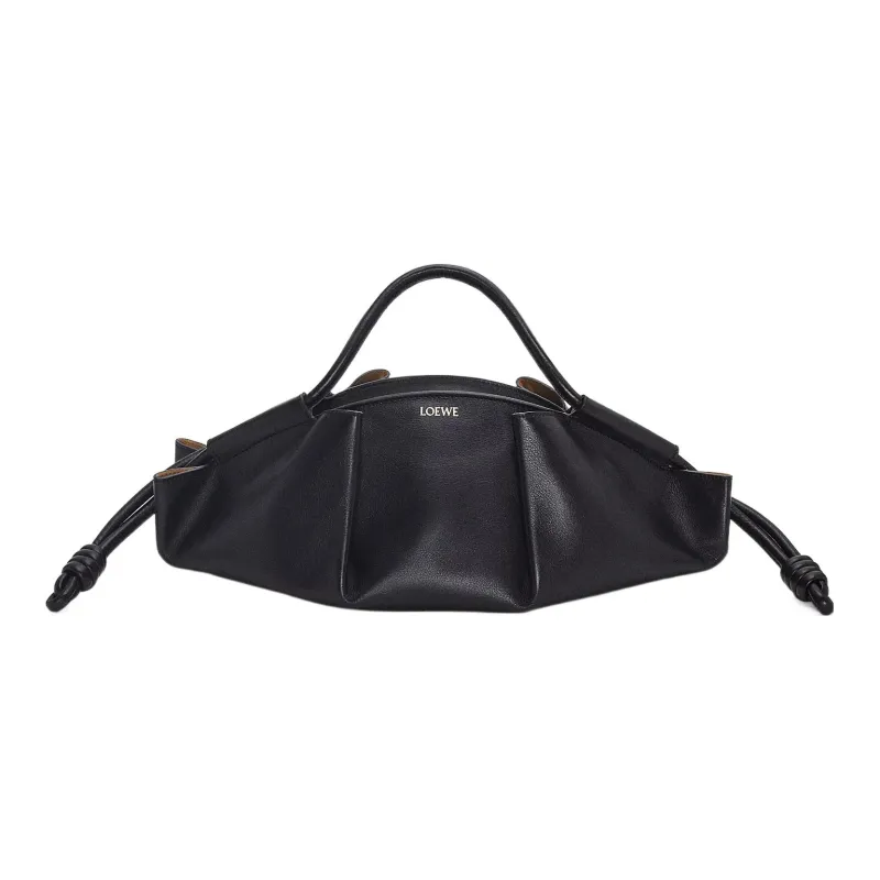 LOEWE Bright Nappa Cow Leather Dumpling Bag, Shoulder Bag, Crossbody Bag, Handbag Women's Black-0