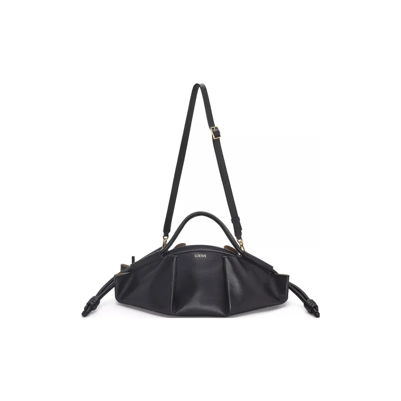 LOEWE Bright Nappa Cow Leather Dumpling Bag, Shoulder Bag, Crossbody Bag, Handbag Women's Black-4