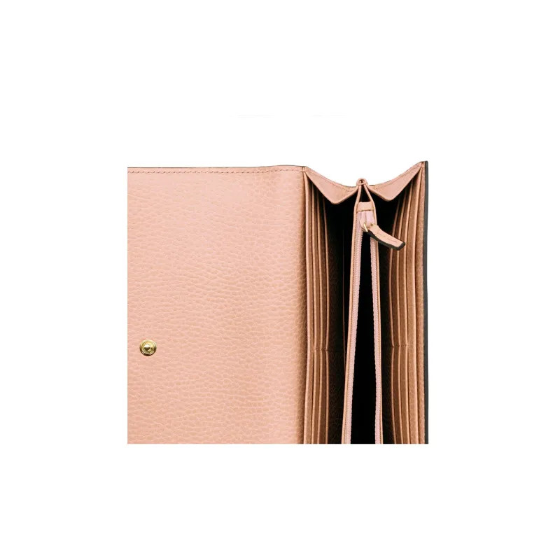 GUCCI Canvas With Leather Wallet Women's Beige/Pink-4