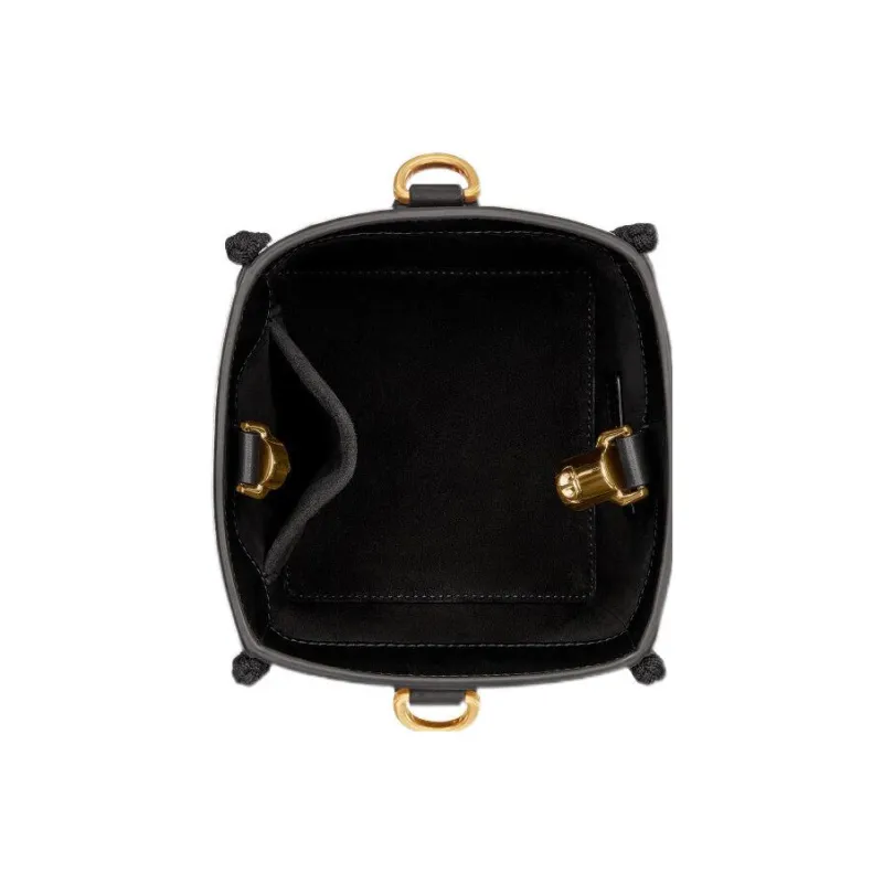 DIOR D Bubble Collection Embroidered Cow Leather Bucket Bags Crossbody Bag Shoulder Bag Women's Black-5
