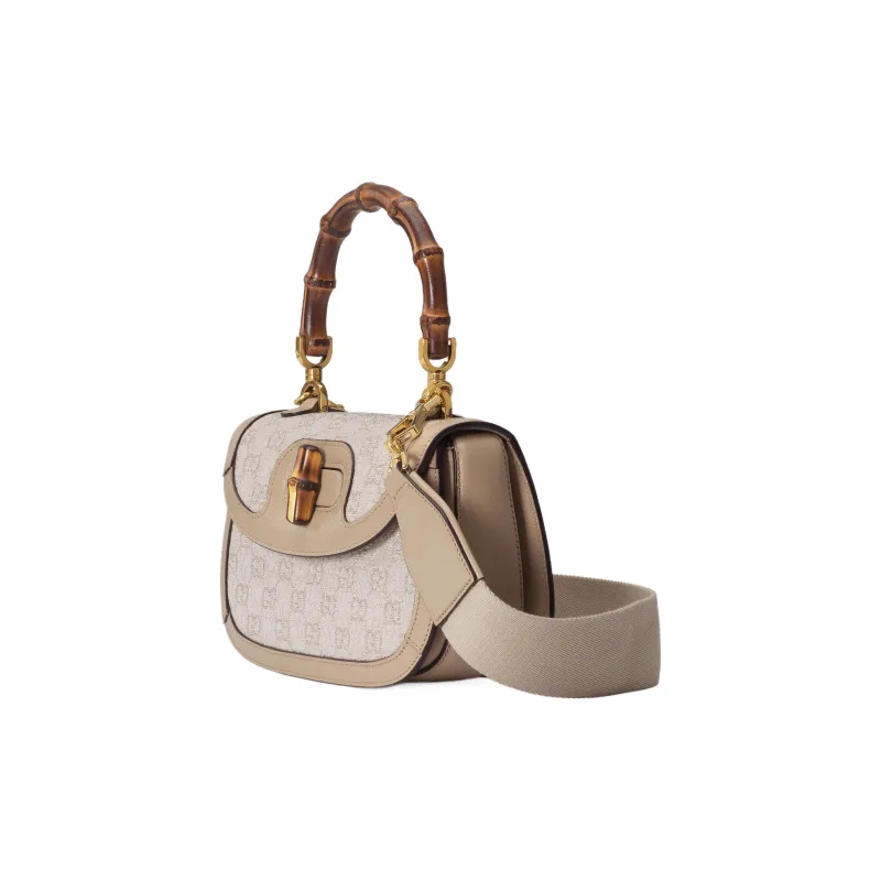GUCCI Canvas With Leather Portable Crossbody Bag Shoulder Bag Mini Women's Beige-1