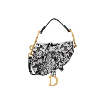 DIOR Saddle Cow Leather Saddle Bag Shoulder Bag Crossbody Bag Handbag Extra Mini Women's Black/White