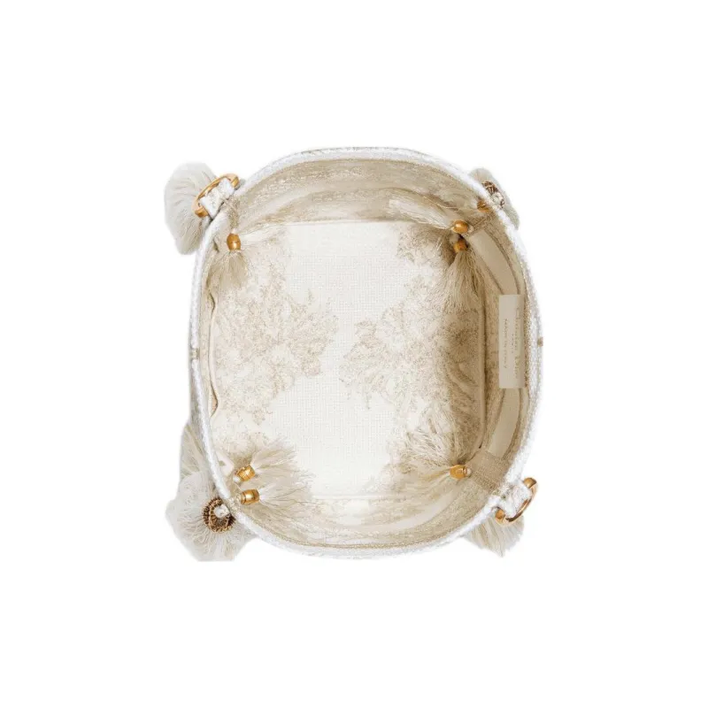 DIOR D Bubble Collection Embroidery Bucket Bag Handbag Shoulder Bag Women's Gold-4