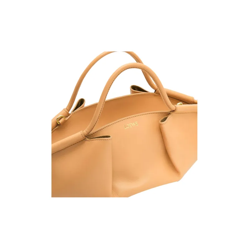 LOEWE Shiny Nappa Cow Leather Dumpling Bag Shoulder Bag Crossbody Bag Handbag Small Size Women's Warm Sand-7