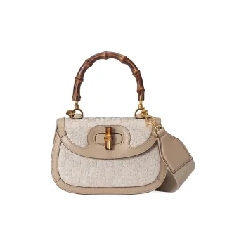 GUCCI Canvas With Leather Portable Crossbody Bag Shoulder Bag Mini Women's Beige