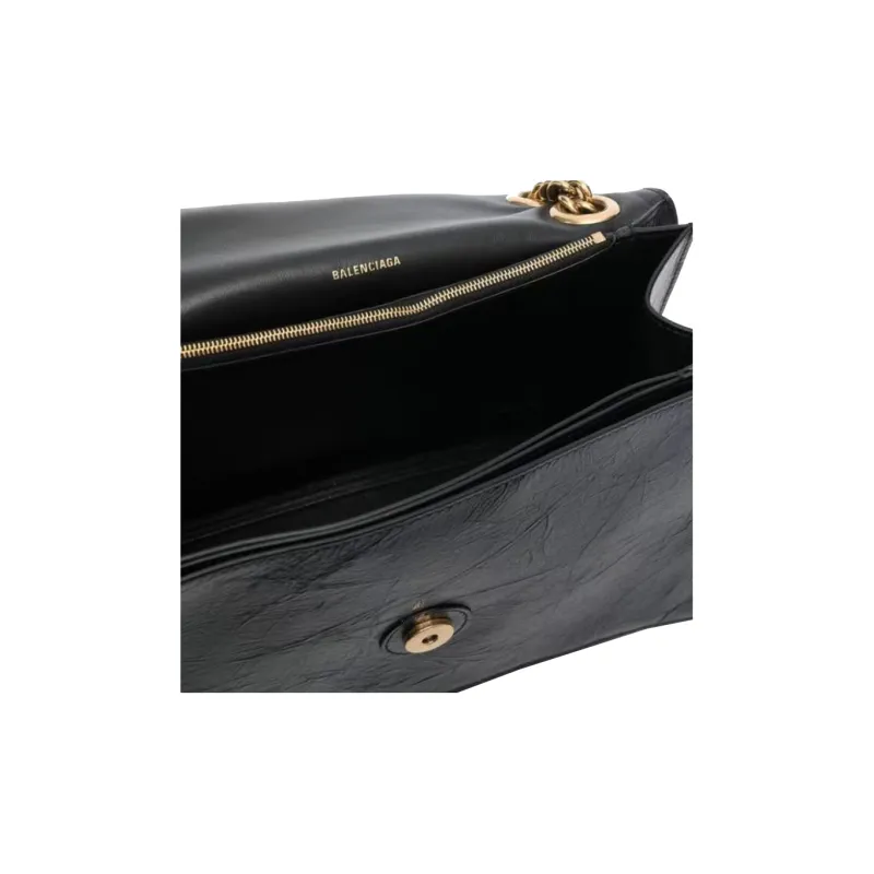 Balenciaga Women's Crush Medium Chain Bag Black-4