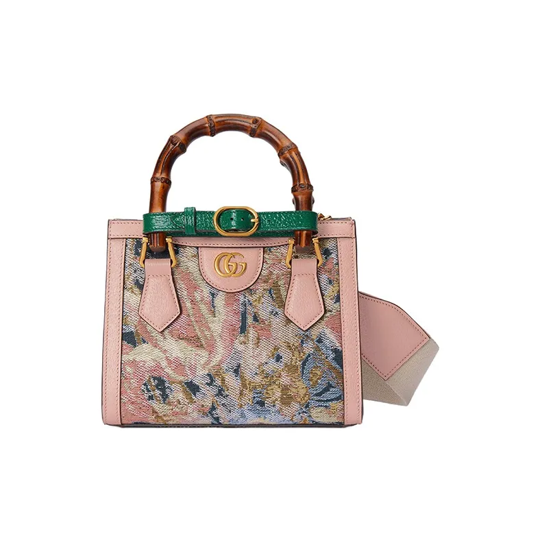GUCCI Diana Canvas With Leather Tote Bag Shopping Bag Shoulder Bag Crossbody Bag Handbag Mini Women's Pink/Multicolor-1