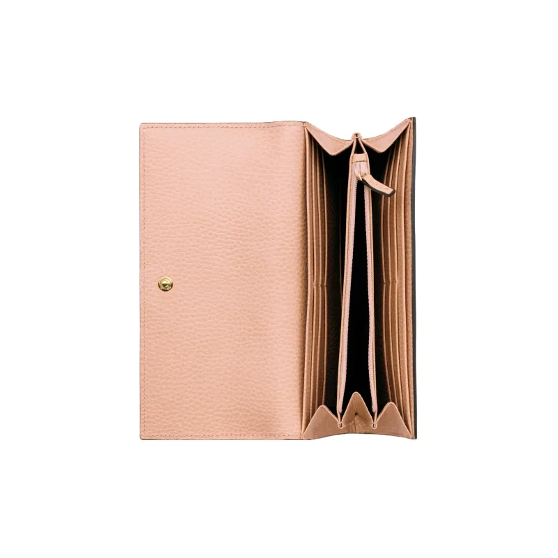 GUCCI Canvas With Leather Wallet Women's Beige/Pink-3