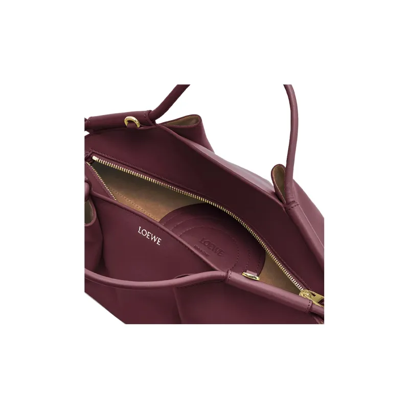 LOEWE Bright Nappa Cow Leather Dumpling Bag, Shoulder Bag, Crossbody Bag, Handbag Small Size Women's Burgundy-5