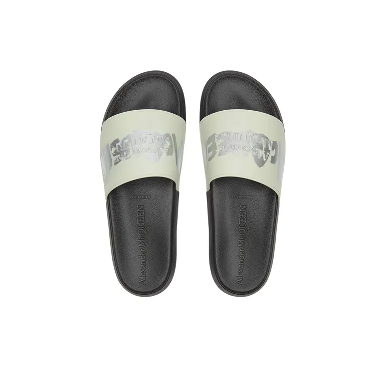 Alexander McQueen Graffiti Logo Open-Toe Slides-4