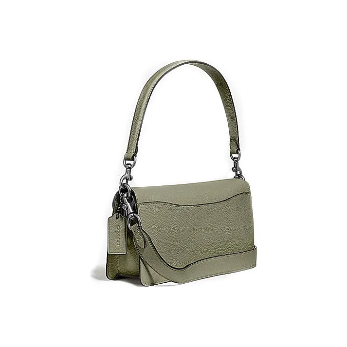 COACH Tabby Leather Zhi Sheng Bag Handbag Shoulder Bag Crossbody Bag Medium Size Women's Green Textile-1