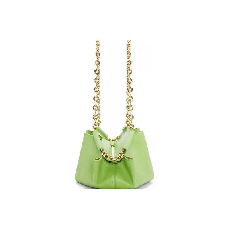 LOEWE Shiny Nappa Cow Leather Dumpling Bag Shoulder Bag Crossbody Bag Handbag Small Size Women's Apple Green-3