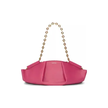 LOEWE Shiny Nappa Cow Leather Dumpling Bag Shoulder Bag Crossbody Bag Handbag Small Size Women's Rose Red