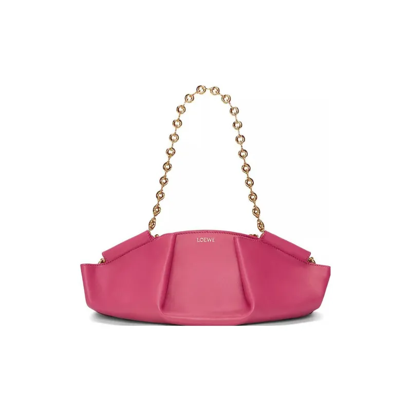 LOEWE Shiny Nappa Cow Leather Dumpling Bag Shoulder Bag Crossbody Bag Handbag Small Size Women's Rose Red-0