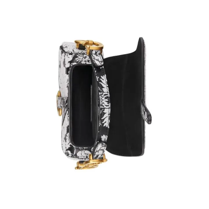 DIOR Saddle Cow Leather Saddle Bag Shoulder Bag Crossbody Bag Handbag Extra Mini Women's Black/White-4