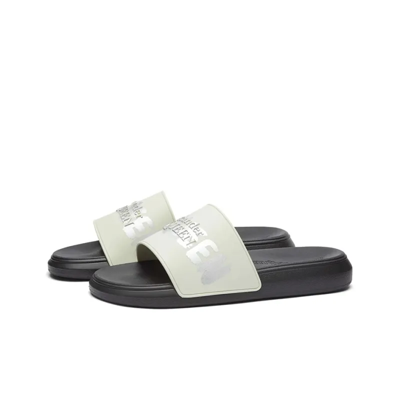Alexander McQueen Graffiti Logo Open-Toe Slides-2