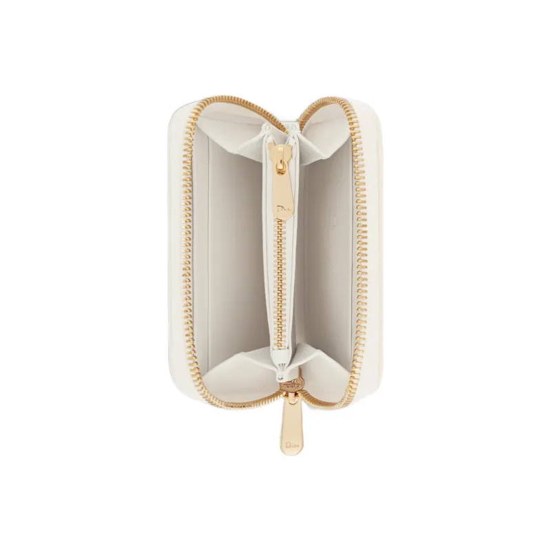 DIOR Lady Dior Sheepskin Coin Purse Small Size Women's Milk White-3