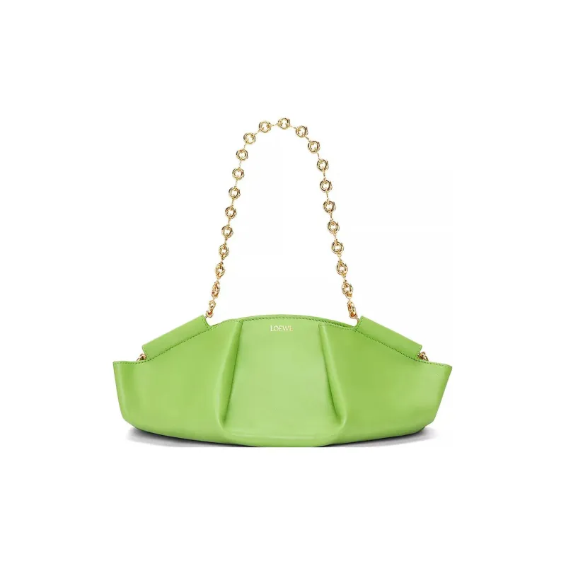 LOEWE Shiny Nappa Cow Leather Dumpling Bag Shoulder Bag Crossbody Bag Handbag Small Size Women's Apple Green-0