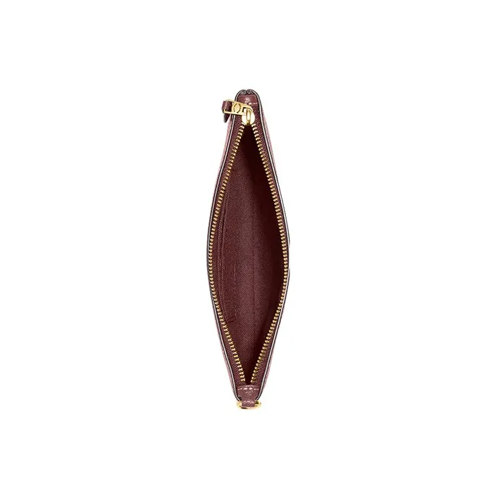 COACH Wristlet Pebbled Leather Wrist Bag Clutch Trumpets Women's Burgundy-1