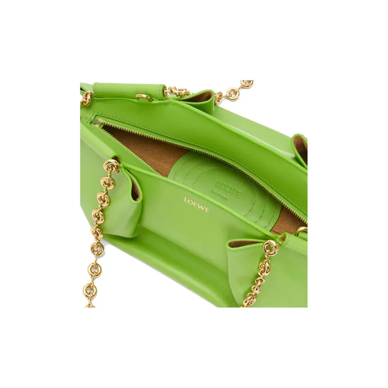 LOEWE Shiny Nappa Cow Leather Dumpling Bag Shoulder Bag Crossbody Bag Handbag Small Size Women's Apple Green-5